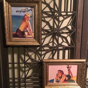 Set of 2 Vintage Pin ups Framed
